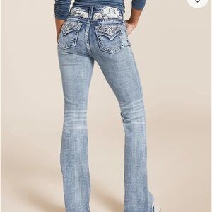 Miss Me Light Blue Flare Jeans with Embellished Pockets